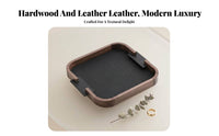 Tableware Spill Resistant Easy to Clean Decorative Tray Leather Edged Wood Tray