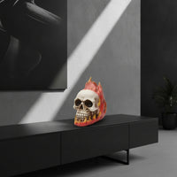 Three-Dimensional Skull with Flame Outer Form Gothic Skull Figurine Indoor Collectible for Tabletop