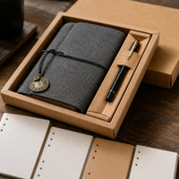 A6 Vintage PU Leather Journal with Strap Closure, Creative Diary Notebook Gift Set