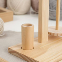 Solid Wood Construction Wooden Yarn Dispenser Tangle-Tangleless Yarn Spool Stand with Tool Holder Effortless Rotation Knitting Organizer Multifunctional Design for Knitters, Crocheters, Crafters