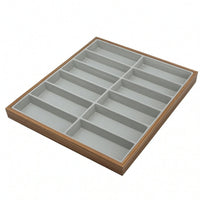 Wooden Eyeglasses Display Tray Walnut Eyeglass Storage Organizer Tray Divided Sunglass Organizer Open-Top for Collectors, Retailers, Home Organization
