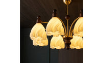8-Head Chandelier Hardwired Petal Chandelier Pendant Light Multi-Arm Ceiling Fixture Layered for Living Room, Entryway
