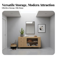 Birch Wood Console Cabinet Multifunctional Glass Door Sideboard Versatile Functionality Sideboard Buffet Cabinet for Homeowners, Small Areas, Bedroom
