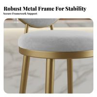Nordic Design Upholstered Bar Stool with Round Back Modern Minimalist Design High Chair Padded Cushion Seating Furniture Stable Base for Homeowners, Business Owners, Interior Designers, Counter, Restaurant, Front Desk, Kitchen Island