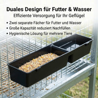 Large Chicken Feeder, Rectangular Poultry Feeder, 2 Pieces, 6cm High, Over 0.5L Capacity, Made of Sturdy Plastic