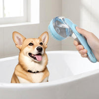 Cat Brush and Dog Brush for Grooming, Soft Silicone Shampoo Brush with Ergonomic Handle, Circular Brush Head for Dog Bath, Short Haired Pets