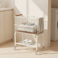 Two-Tier Storage Cart Rolling Cart Laundry Basket Heavy-Duty for Washroom