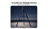 360 Degree Rotation Aluminum Alloy Tripod Non-Slip Feet Portable Telescope Tripod Foldable Adjustable Camera Stand 3-Way Swivel Pan Head for Photographers, Amateur Astronomers, Content Creators, Outdoor, Night Sky Observation, Recording Recording, Studio