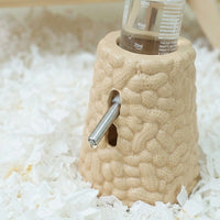 Ceramic Hamster Water Bottle with Hamster Hide, Floor-Standing Ceramic Water Bottle for Gerbils, Chew-Resistant Anti-Leak Design, 11x10x13cm