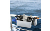 Mount Fishing Utility Box Multi-Functional Boat Railing Box Heavy Duty Clamp-on Boat Tackle Holder Drainage Holes for Anglers, Yachting