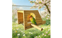 Wooden Bird Hut with Perch Natural Wood Bird Hut Secure Pet Supply Long-Lasting for Birds, Parrots