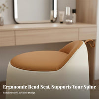 Minimalist Design rotate Makeup Chair Round Shape Vanity Stool Soft Upholstered Top Household Furniture Luxurious stylish for Women, &young women, Adults, Bedroom, dressing area, Closet