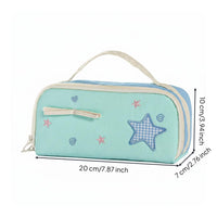Star Pattern Pencil Pouch Cute Design Multi Layer Pen Bag Wide Opening Stationery Organizer for Students, Girls