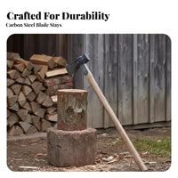 Forged Steel Heavy Duty Logging Axe Blade Wood Splitting Axe Balanced Design Splitting Maul Two-Fold Purpose for Woodworkers, Homeowners, Farm, Outdoor, Woods, Backyard