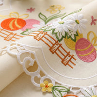 Easter Table Runner, Easter Egg Table Decoration Oil-Resistant Embroidered Table Runner Vintage Design Easter Placemat for Party Hosts, Homeowners, Kitchen