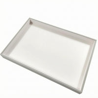 Brushed Shallow Display Tray Raised Sides Leather-Like Tray Rigid Frame Leather Desk Organizer Open Top