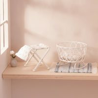 2 Pieces Dollhouse Cradle with Table Iron Miniature Rocking Cradle Lightweight Nursery Furniture for Collectors