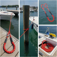 Shock Absorbing Bungee Dock Line with Loop and Slider Floating Bungee Dock Line Quick Attach Rope Water Sports for Kayakers