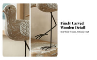 Hand-Carved Bird Figurine Weathered Finish Bird Sculpture 3D Texture Chic for Shelf