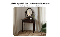 USA-inspired Country Aesthetic Vanity Set with Mirror and Stool Vintage design Dressing Table Space-Saving Design Bedroom Furniture for Apartment Dwellers, Home Decor lovers, Women, Small Spaces