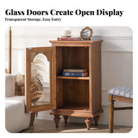 Wooden Nightstand with Glass Door centuryera Modern Design for Bedroom, Renters