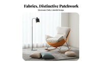 Nordic Design Upholstered Rocking Chair Padded Seat Upholstered Eggshell Lounger High Backrest Rocker Skin-Friendly Textile for Parents, Nursing Mothers, Homeowners, Balcony, Living Room, Bedroom, Reading Nook