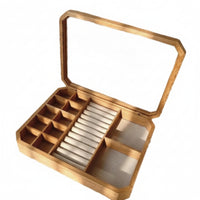 Wooden Jewelry Box with Compartments Divided Wooden Jewelry Box Desktop for Dresser