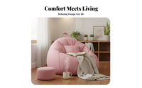 2 Pieces Relaxation Chair Lounger Set Soft and Comfortable Lounge Chair No Assembly Required Household Furniture for Adults, Kids, Bedroom, Balcony