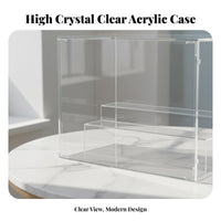 Acrylic Display Box Dustproof Storage Shelf High Glass-Like Clearness Clear Figurine Showcase for Collectors, Desktop, Countertop