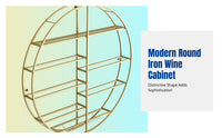 Wall Mounted Round Metal Wine Cabinet, Creative Wine Rack, Goblet Holder for Living Room, Bar Decor