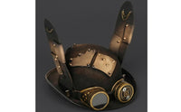 Built-in Goggles Steampunk Top Hat Bronze-Gold Accents Eyepiece Hat Headpiece Rivet-Studded Headwear Cosplay for Adults, Costume Party