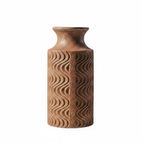 Ceramic Vase with Carved Wave Pattern, Vintage Artistic Decor