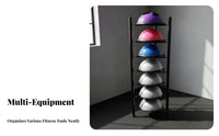 Space-Saving Exercise Ball and Mat Holder Large Capacity Vertical Exercise Ball Rack Stable Design Vertical Fitness Storage Stand Universal Fit