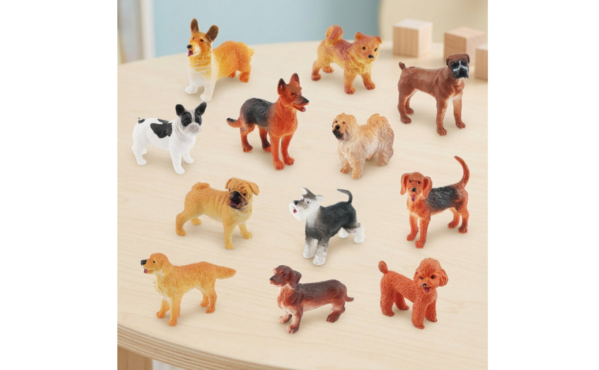 12 Pieces Painted Miniature Dog Figurines Compact Dog Figure Lovely Toy Dogs Active for Desk Decor, Diorama