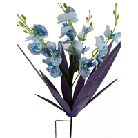 Metal Agave Stake with Faux Orchids Artificial Patio Decoration Low-Maintenance