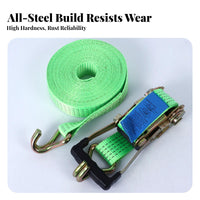 Secure Fastening Ratchet Lashing Strap with J-Hooks High Tensile Strength Ratchet Lashing Strap Wear-Resistant for Trailers, Tow Vehicle