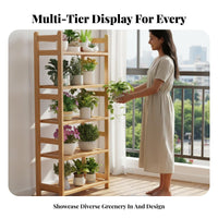 Indoor/Outdoor Use three-level Plant storage areaSaving Multi-Tier Plant Ladder Natural visually appealing Tiered Shelf Freestanding for Gardeners, Home Decorators, Apartment Dwellers, Balcony, casement ledge, Living Room, Patio