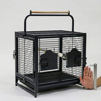Portable Bird Cage with Handle, Metal Small Bird Cage for Budgie and Cockatiel, 2 Doors with Standing Perch Food Bowls for Outdoor Car Travel