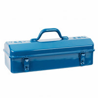 Blue Metal Tool Box Handle Hinged Metal Tool Box Heavy Duty for Garage, Outdoor