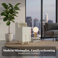 Modern Design 2-Drawer Bedside Chest 0 Formaldehyde Added Bedroom Furniture Rounded Corners Nightstand Spacious Storage for Children, Families, Homeowners, Guest Room, Nursery