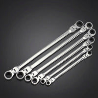 6 Pieces Ratcheting Box Wrench Set Long Handle Double-Ended Wrenches with Swiveling Heads -Finished Hand Tools for Home Mechanics