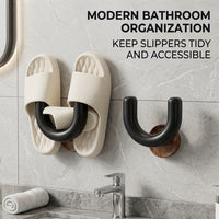 Suction Cup Slipper Holder for Shower, Wall Mounted Shoe Organizer for , Walnut Wood Rack