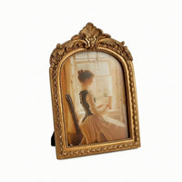 Arched Photo Frame Antique Gold Baroque Picture Frame Ornate Vintage-Inspired for Dresser, Bedside Table