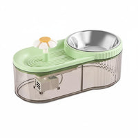 Large Capacity Cat Water Fountain with Food Bowl Ultra Quiet Automatic Pet Feeder and Waterer Easy to Clean for Travel