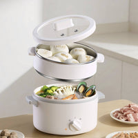 Multifunction Cooking Pot Ceramic-Coated Electric Cooker with Glass Lid Electric Hot Pot Nonstick Cooker with Lid Even-Heating