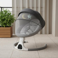 Built-in Lullabies Baby Cradle with Wireless Controller Control Timer Function Automatic Infant Swing Detachable Canopy Electric Baby Bouncer for Infants, Newborns, Nursery, Living Room
