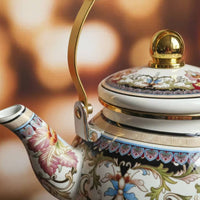 Enamel Teapot High Temperature Resistant Floral Enamel Tea Kettle Floral Print Kettle Multi-Cooktop Compatible for Household