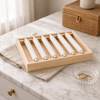 Cloth-Covered-Wrapped Band Holder Display Tray Cylindrical Wooden Band Holder Tray uncoveredFrame Natural Wood Finish