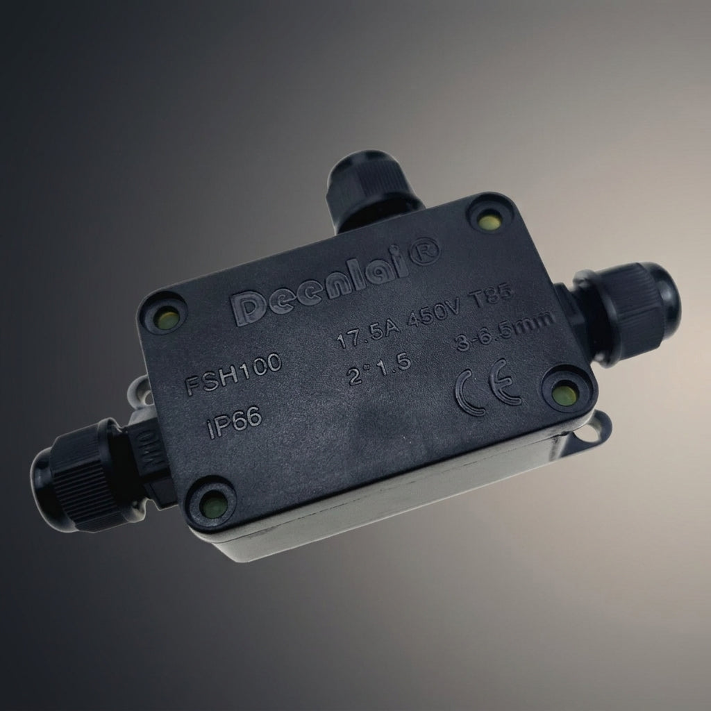 Junction Box for Garden Lighting and Outdoor Lighting, IP66 Waterproof Electrical Junction Box with Terminal Block, 3 Pin Connector, PC Material