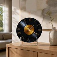 Retro Vinyl Record TV Cabinet Desktop Clock Ornament with Stand